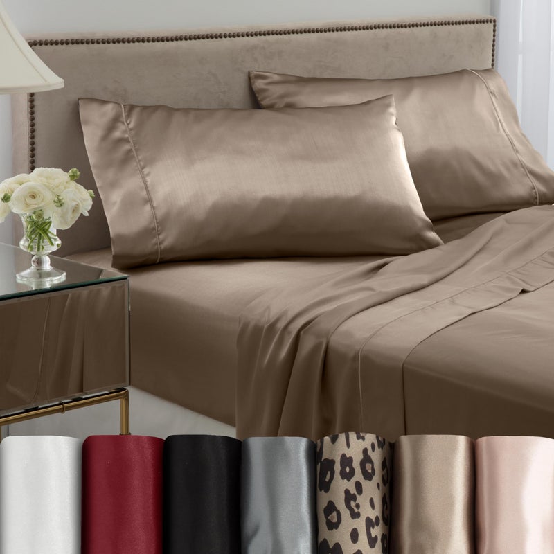 Martex Elegance 4-Piece King Size Luxury Hotel Quality Bed Sheets Set - Champagne Satin, Silky Soft & Smooth, Great for Hair & Skin, Gold - Image 2